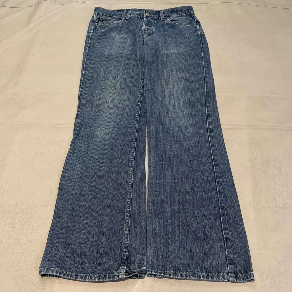 VTG Y2K Lucky Brand Men Blue Denim Jean Slim Boot Night Harvest-33x32-7469